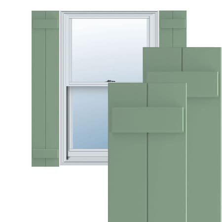 True Fit PVC, Two Board Joined Board-n-Batten Shutters, Track Green, 10 3/4W X 72H